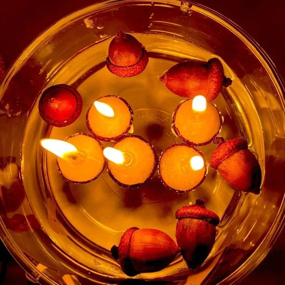 24 Floating Acorn Cap Candles - Handmade - Picture 8 of 11
